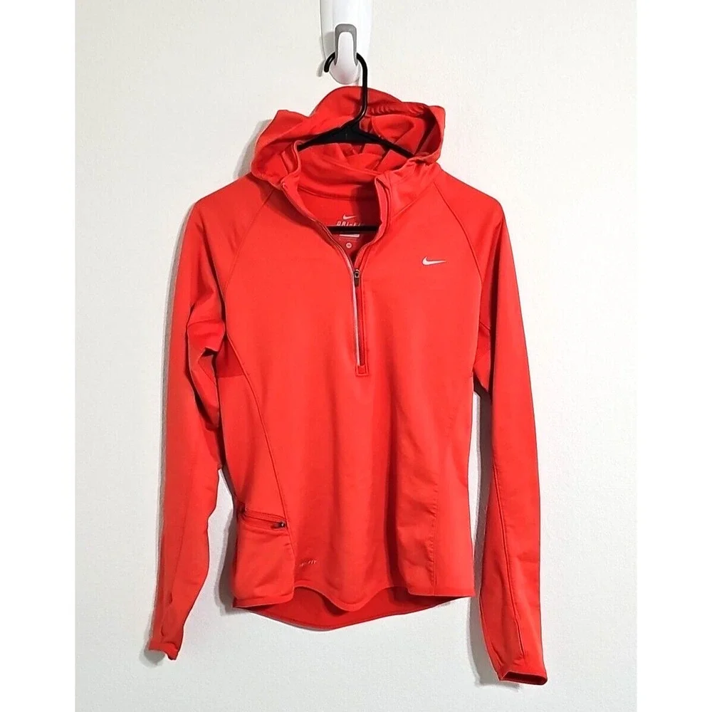 Nike Dri-Fit 424841-835 Crimson Wool Running Snap Hoodie  Women's M‎